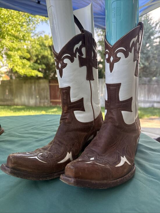 Old Gringo Shoes - Old Gringo Brown White Leather Cowboy Boots Women’s 7.5B Handmade Western